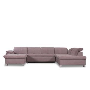 Coltar U Extensibil Sevilia Lux, Dreapta, 6 Locuri, Tetiere Reglabile, Roz, 347 Cm