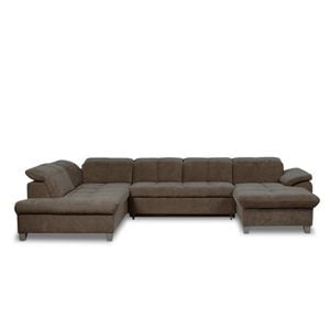 Coltar U Extensibil Sevilia Lux, Stanga, 6 Locuri, Tetiere Reglabile, Maro, 347 Cm