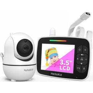 Baby Monitor Wireless HelloKid SE 3.5  HD NightVision, Pan/Tilt 355, Zoom 2X, Mod VOX, Video/Audio, Comunicare Bidirectionala, Senzor Temperatura, Notificari, Cantece, Alb
