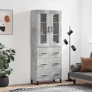 Dulap inalt, vidaXL, gri beton, 69.5x34x180, lemn compozit