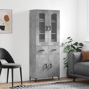 Dulap inalt, vidaXL, gri beton, 69.5x34x180, lemn compozit