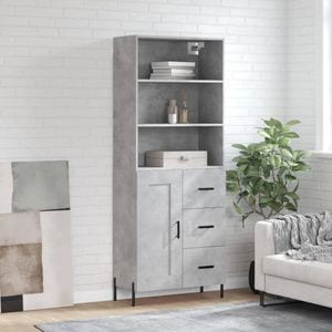 Dulap inalt, vidaXL, gri beton, 69.5x34x180, lemn compozit
