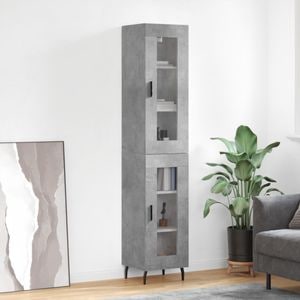 Dulap inalt, vidaXL, gri beton, 34.5x34x180 cm, lemn prelucrat