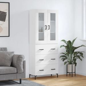 Dulap inalt, vidaXL, alb extralucios, 69.5x34x180 cm, lemn compozit