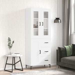Dulap inalt, vidaXL, alb extralucios, 69,5x34x180 cm, lemn compozit