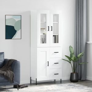 Dulap inalt, vidaXL, alb extralucios, 69,5x34x180 cm, lemn compozit
