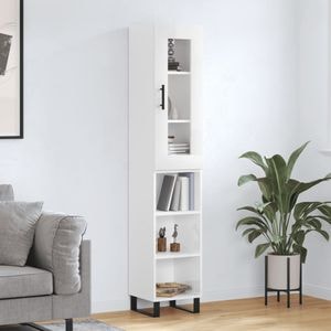 Dulap inalt, vidaXL, alb extralucios, 34,5x34x180 cm, lemn prelucrat