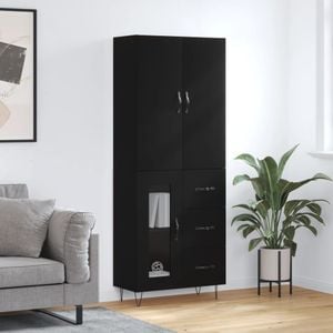 Dulap inalt, vidaXL, negru, 69,5x34x180 cm, lemn compozit