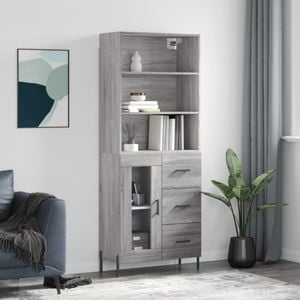 Dulap inalt, vidaXL, gri sonoma, 69,5x34x180 cm, lemn compozit