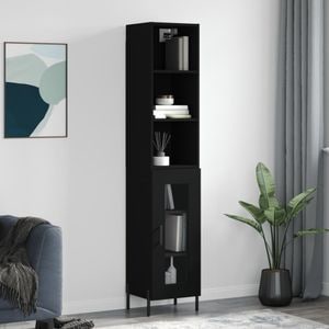 Dulap inalt, vidaXL, negru, 34,5x34x180 cm, lemn prelucrat