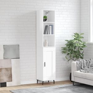 Dulap inalt, vidaXL, alb extralucios, 34,5x34x180 cm, lemn prelucrat