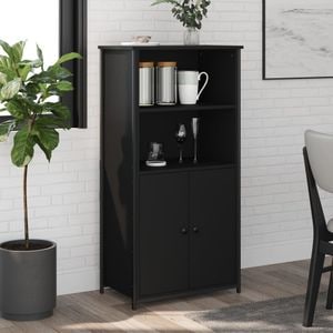 Dulap inalt, vidaXL, negru, 62x36x121,5 cm, lemn prelucrat