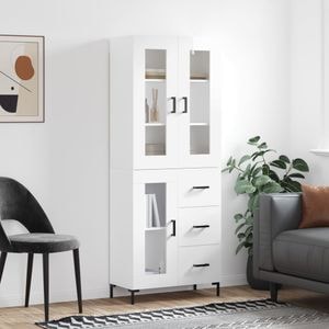 Dulap inalt, vidaXL, alb extralucios, 69,5x34x180 cm, lemn compozit