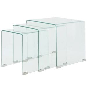 Set mese suprapuse, VIDAXL, sticla calita transparenta, trei piese