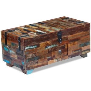 Masuta de cafea tip cufar, VIDAXL, 80 x 40 x 35 cm, lemn solid reciclat