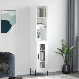Dulap inalt, vidaXL, alb extralucios, 34,5x34x180 cm, lemn prelucrat