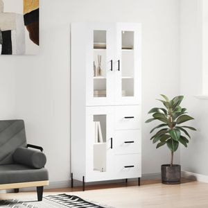 Dulap inalt, vidaXL, alb extralucios, 69,5x34x180 cm, lemn compozit