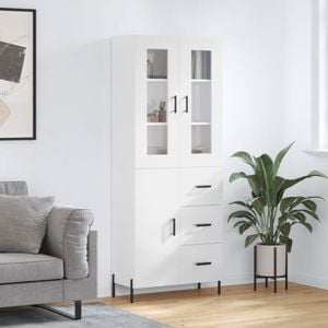 Dulap inalt, vidaXL, alb extralucios, 69,5x34x180 cm, lemn compozit