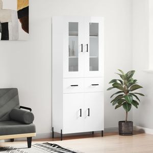 Dulap inalt, vidaXL, alb extralucios, 69,5x34x180 cm, lemn compozit