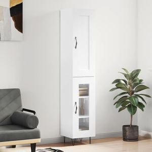 Dulap inalt, vidaXL, alb extralucios, 34,5x34x180 cm, lemn prelucrat