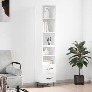 Dulap inalt, vidaXL, alb extralucios, 34,5x34x180 cm, lemn prelucrat