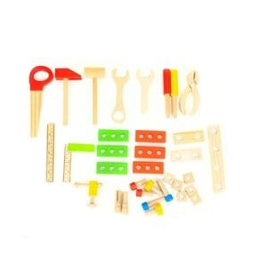 Atelier de lucru din lemn The litlle workshop, 35 x25 x 9 cm, 10 unelte incluse, Multicolor, 3 ani+