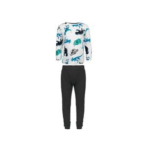 Pijama copii cu maneca lunga Jurassic World, 100% bumbac, alb/negru, 98-104 cm