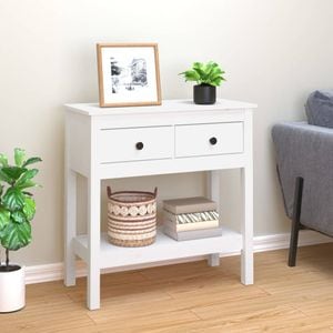 Consola living vidaXL, lemn, 75 x 35 x 75 cm, alb