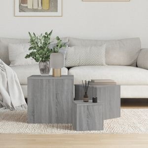 Masute laterale, VIDAXL, 2 kg, 45x45x45 cm, Lemn/Lemn, Gri
