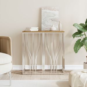 Consola living vidaXL, lemn, 70 x 30 x 70 cm, argintiu
