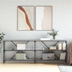 Consola living vidaXL, lemn, 200 x 30 x 75 cm, gri