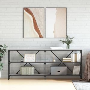 Consola living vidaXL, lemn, 180 x 30 x 75 cm, gri