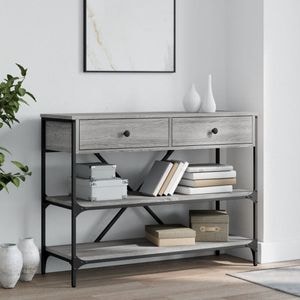 Consola living vidaXL, lemn, 100 x 34.5 x 75 cm, gri