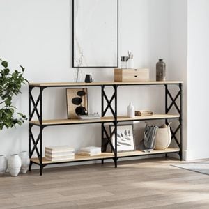 Consola living vidaXL, lemn, 156 x 28 x 80.5 cm, maro