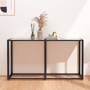Consola living vidaXL, metal, 140 x 35 x 75.5 cm, alb