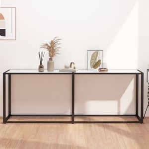 Consola living VIDAXL, metal, 200 x 35 x 75.5 cm, alb