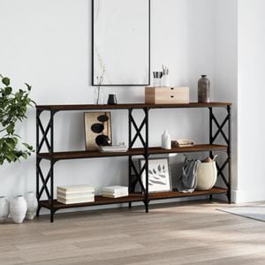 Consola living vidaXL, lemn, 156 x 28 x 80.5 cm, maro