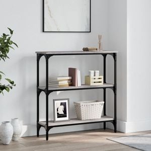 Consola living vidaXL, lemn, 75 x 22.5 x 75 cm, gri