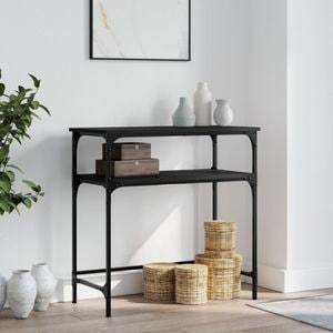 Consola living vidaXL, lemn, 75 x 35.5 x 75 cm, negru
