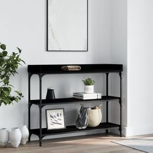 Consola living vidaXL, lemn, 100 x 30 x 80 cm, negru