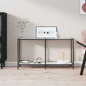 Consola living vidaXL, metal, 140 x 35 x 75.5 cm, alb