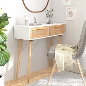 Consola living vidaXL, lemn, 80 x 30 x 75 cm, alb