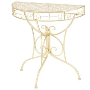 Masa laterala stil vintage semirotunda, VIDAXL, 5 kg, 72x36x74 cm, Metal/Aluminiu, Auriu