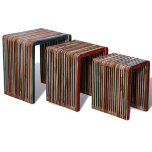Set de mese suprapuse 3 piese, VIDAXL, 1 kg, 44x35x50 cm, Lemn/Lemn, Multicolor