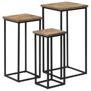 Set de masa cu plante din 3 piese, VIDAXL, 1 kg, 35x35x72 cm, Lemn/Lemn, Maro