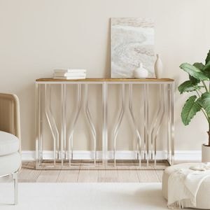 Consola living VIDAXL, lemn, 110 x 30 x 70 cm, argintiu