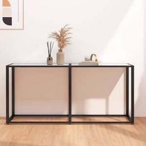 Consola living vidaXL, metal, 160 x 35 x 75.5 cm, alb