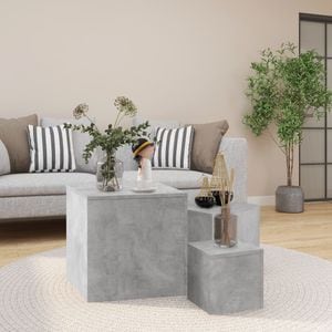 Mese laterale, VIDAXL, 2 kg, 45x45x45 cm, Lemn/Lemn, Gri