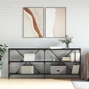 Consola living vidaXL, lemn, 180 x 30 x 75 cm, negru