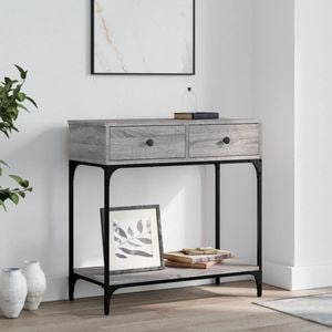 Consola living vidaXL, lemn, 75 x 34.5 x 75 cm, gri